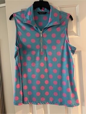 Tango Mango Aqua Tank with Pink Polka Dots and Zip Collar